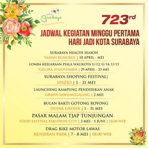Jadwal Hari Jadi kota Surabaya ke 723